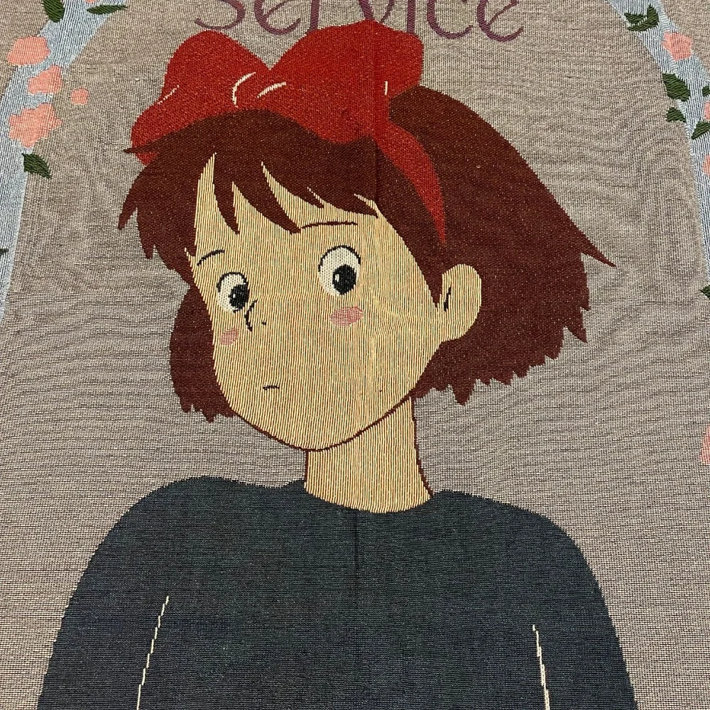 Studio Ghibli Kiki's Delivery Service Woven Tapestry Throw Blanket Jiji Wall Art
